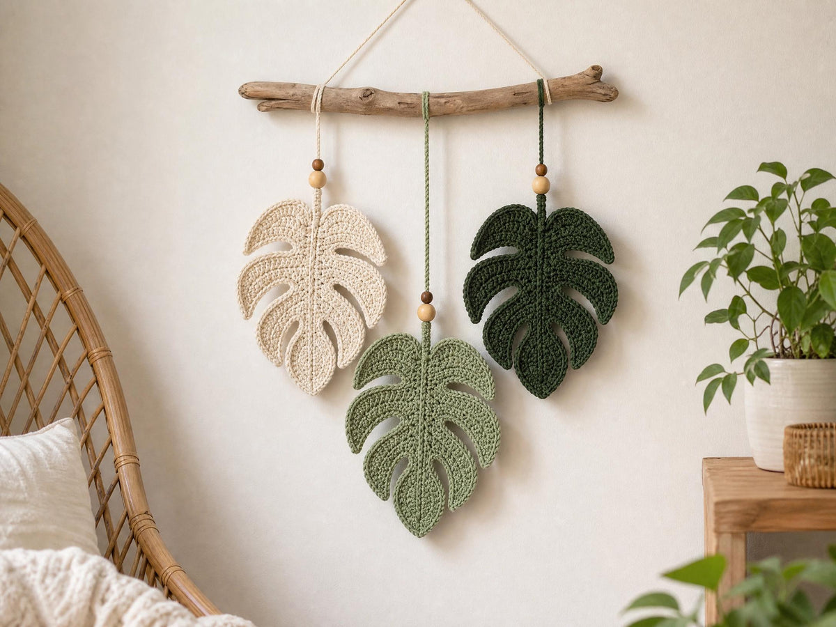 Monstera Leaf Crochet Pattern | Wall Hanging PDF | Beginner Friendly | Boho Decor | Instant Download + VIDEO