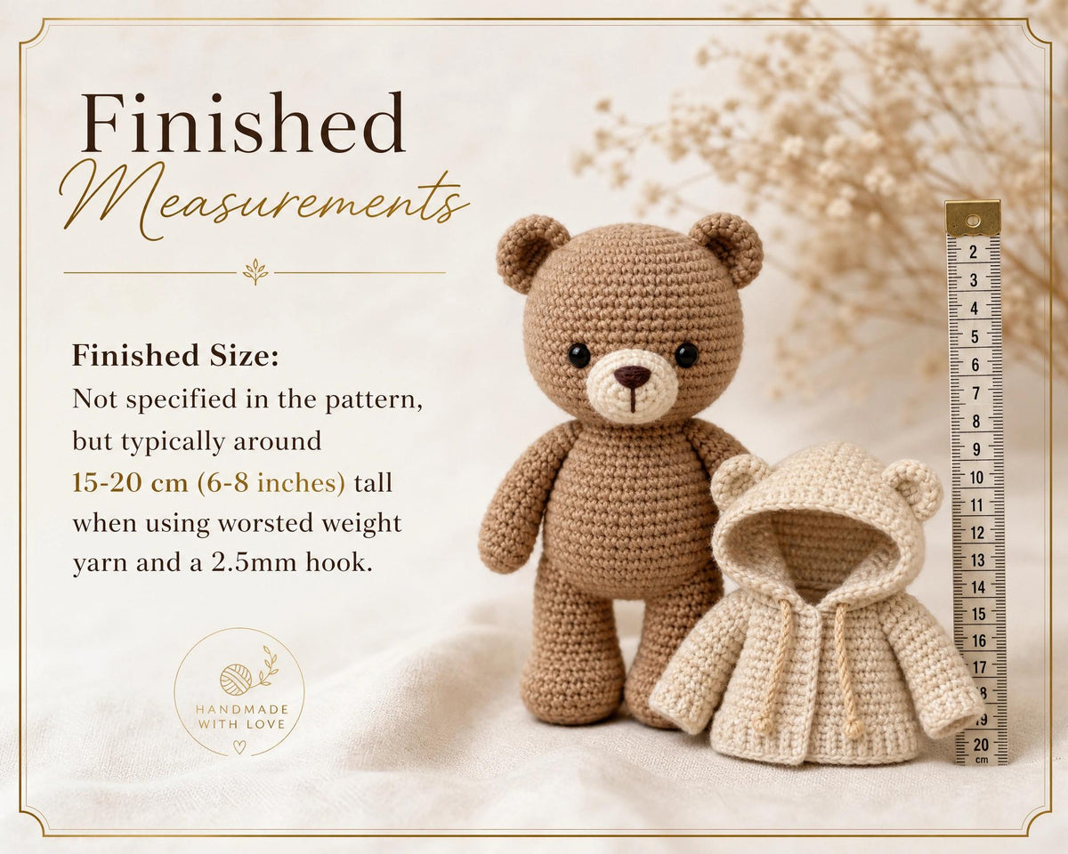 Crochet Teddy Bear Pattern, Removable Hoodie Amigurumi Plushie PDF (Instant Download)