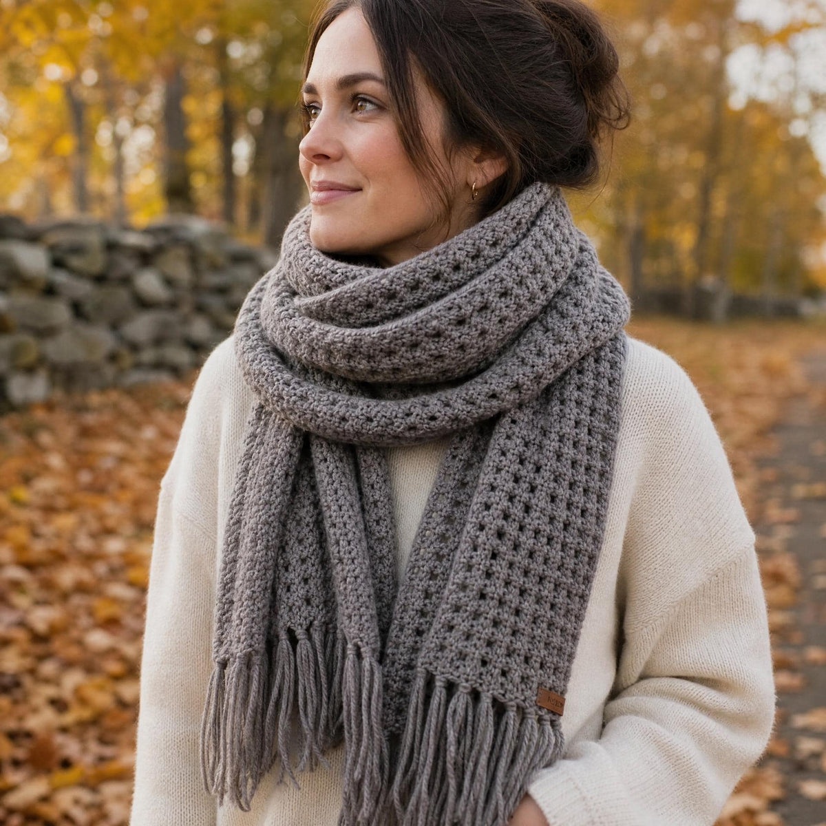 Driftwood Wrap Scarf Crochet Pattern | Beginner Chunky Scarf, Super Bulky Yarn (Digital Download)