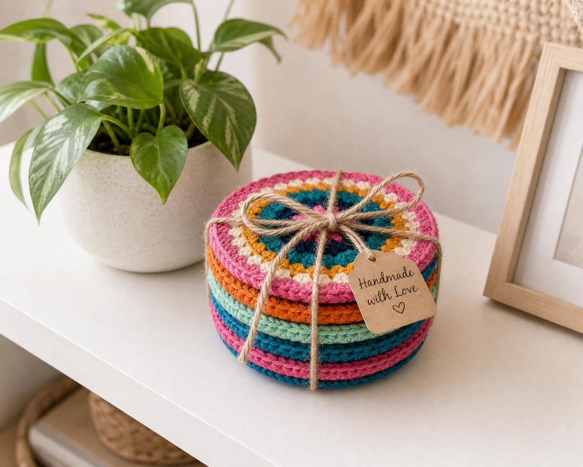 Crochet Coaster Pattern PDF | Sunburst Mandala Coasters | Boho Home Decor | Instant Download