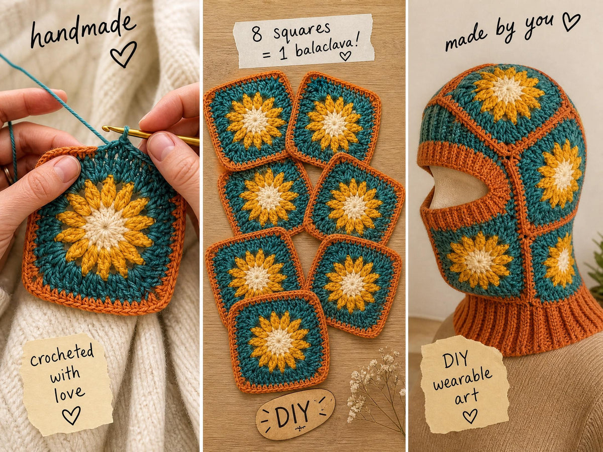 Retro Sunburst Balaclava Crochet Pattern - Beginner Friendly Digital Download