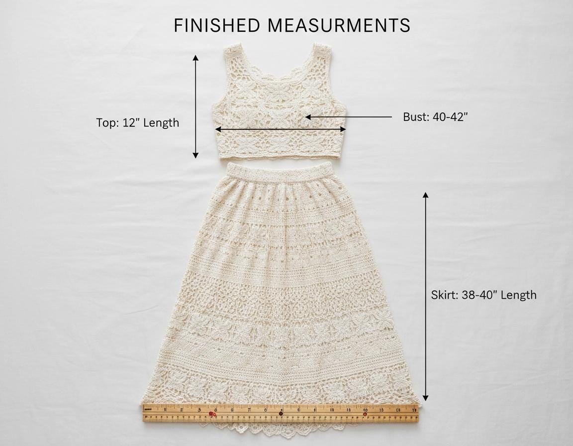 Crochet Halter Top & Wrap Skirt Pattern | Olive Leaf Lace Beach Set (PDF Download)