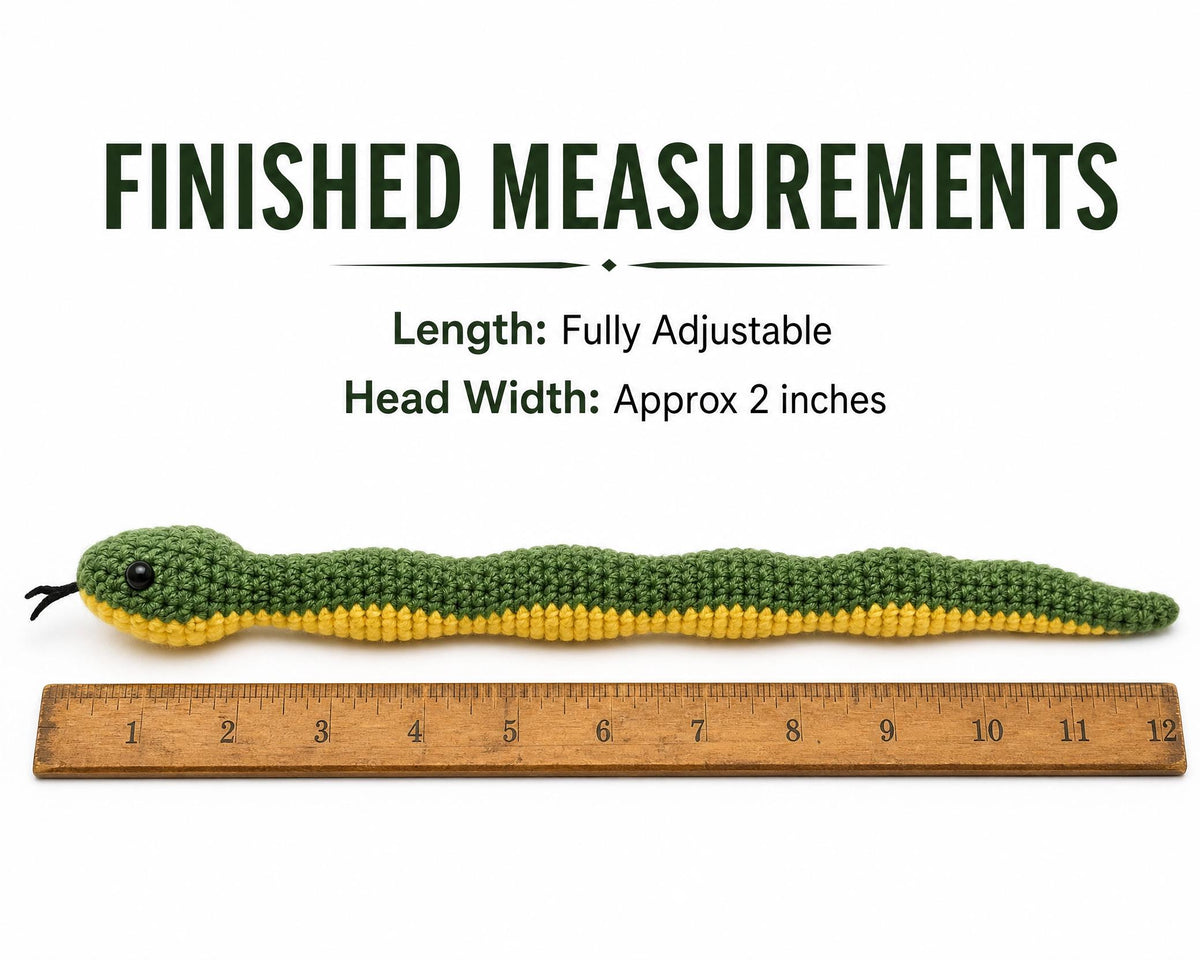 Easy Crochet Snake Pattern PDF - Amigurumi Beginner Friendly Animal Plushie Toy Digital Download