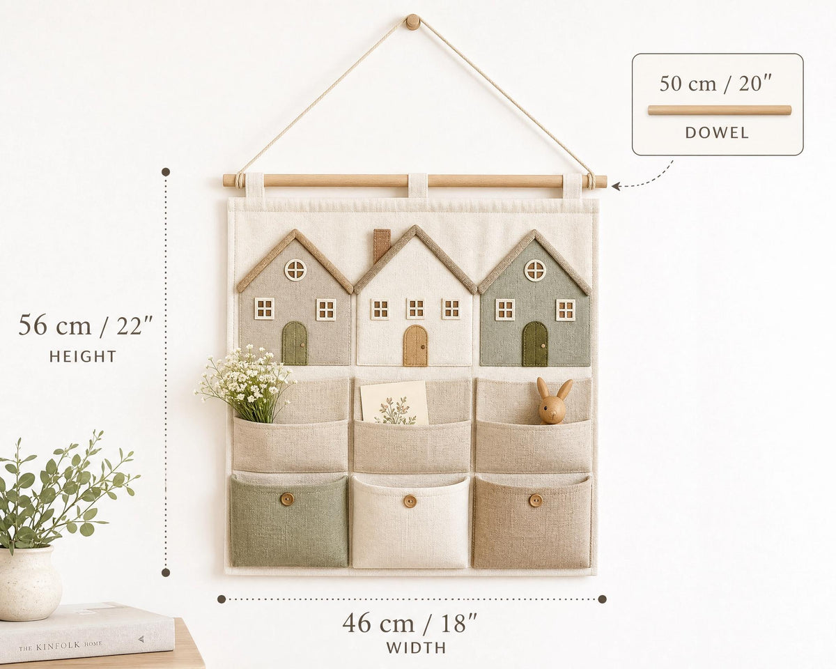 Cottage Row Crochet Wall Organizer Pattern | Village House Pockets (Digital PDF)