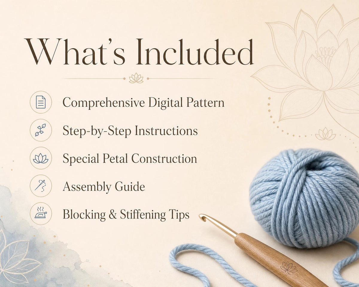 3D Crochet Lotus Flower Pattern | Intermediate Zen Home Decor (Digital Download)