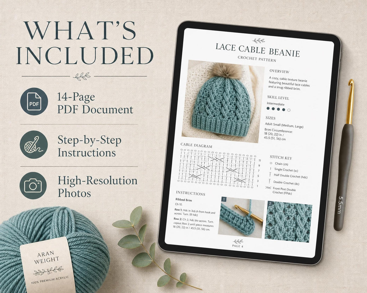 Lichen Cables Balaclava Sweater Crochet Pattern | Chunky Faux Cable Co-Ord Set (PDF Download)