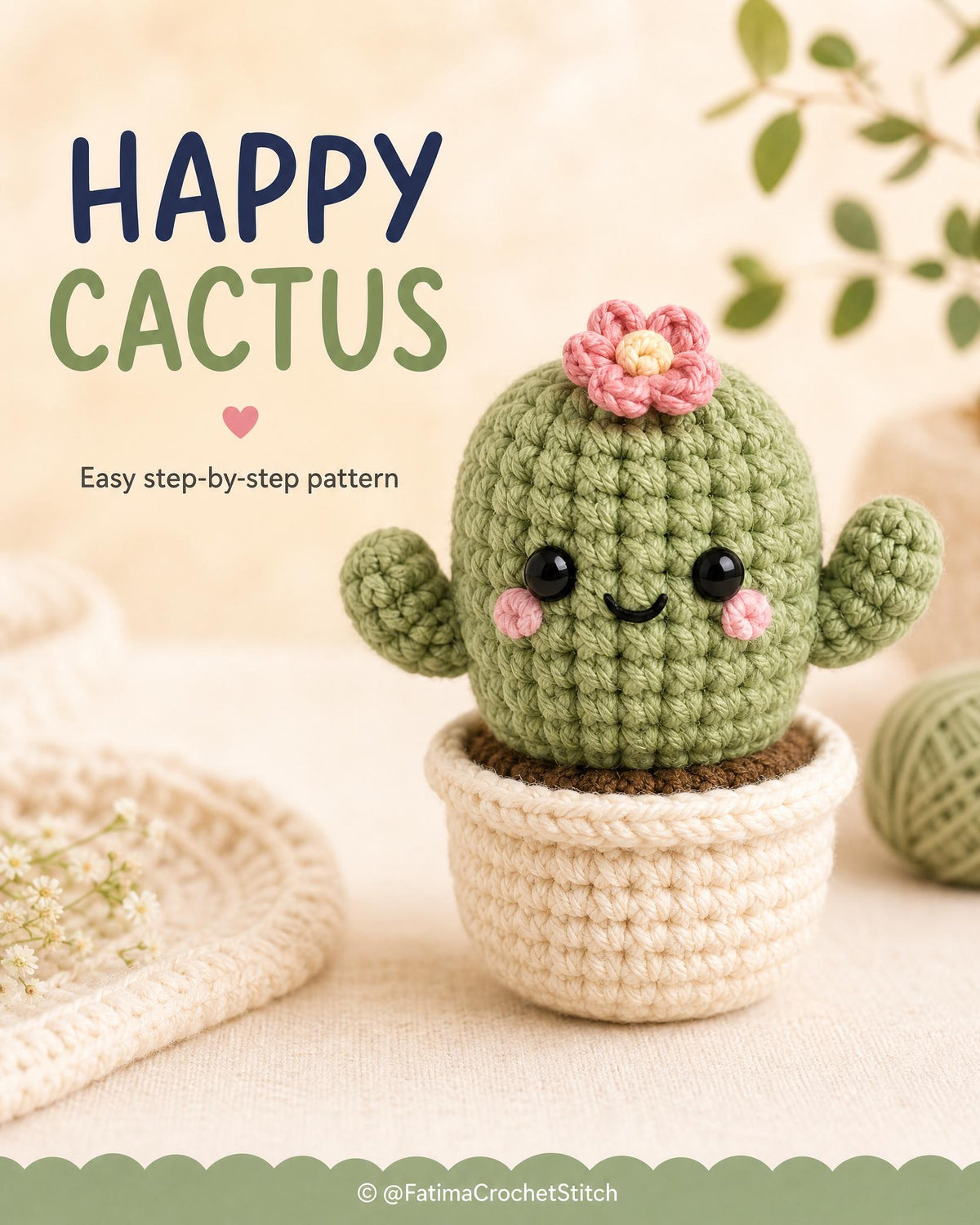 Beginner Crochet Plush Trio Pattern, Mushroom Cactus Turtle Amigurumi (PDF Download)