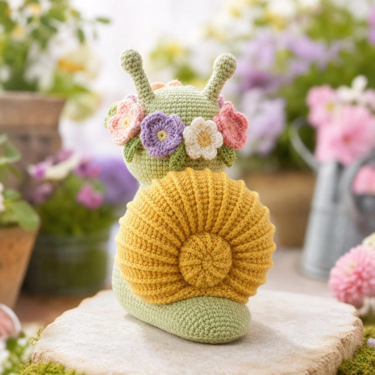 Fiona Flower Snail Amigurumi Crochet Pattern – Beginner Whimsical Garden Toy (PDF Download)