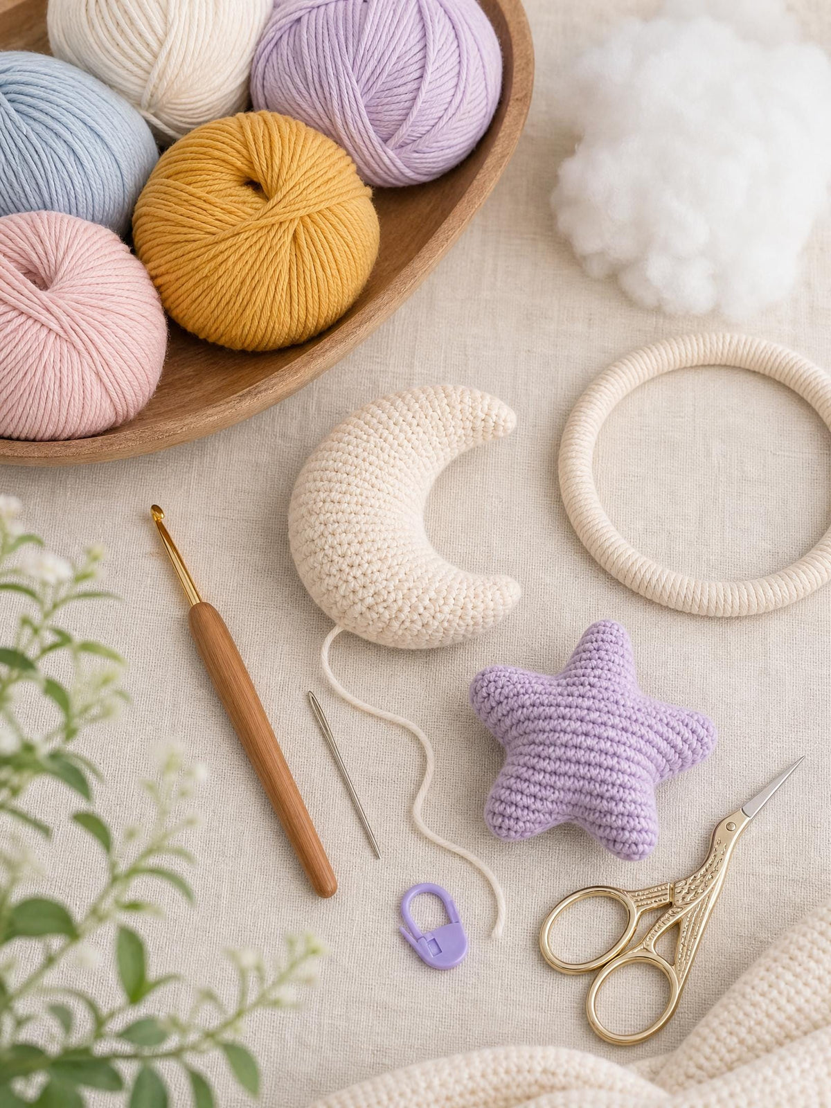 Celestial Crochet Mobile Pattern, Moon Star Cloud Nursery Decor (PDF Download)