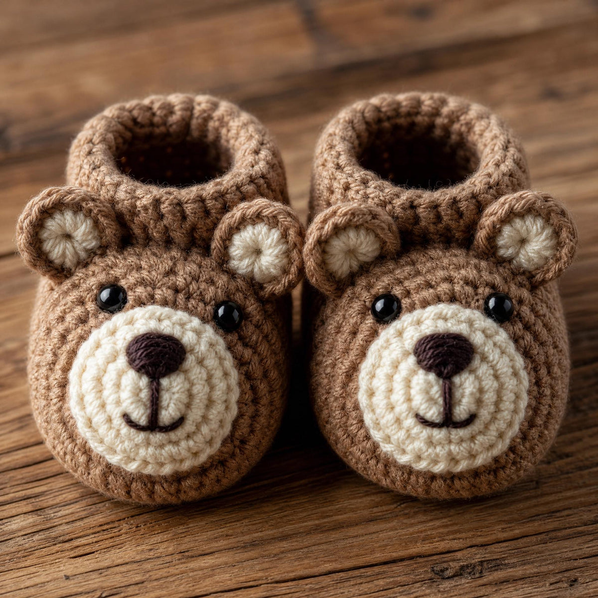 Baby Bear Booties Crochet Pattern, Beginner Friendly, 3 Sizes, Embroidered Face (PDF Download)