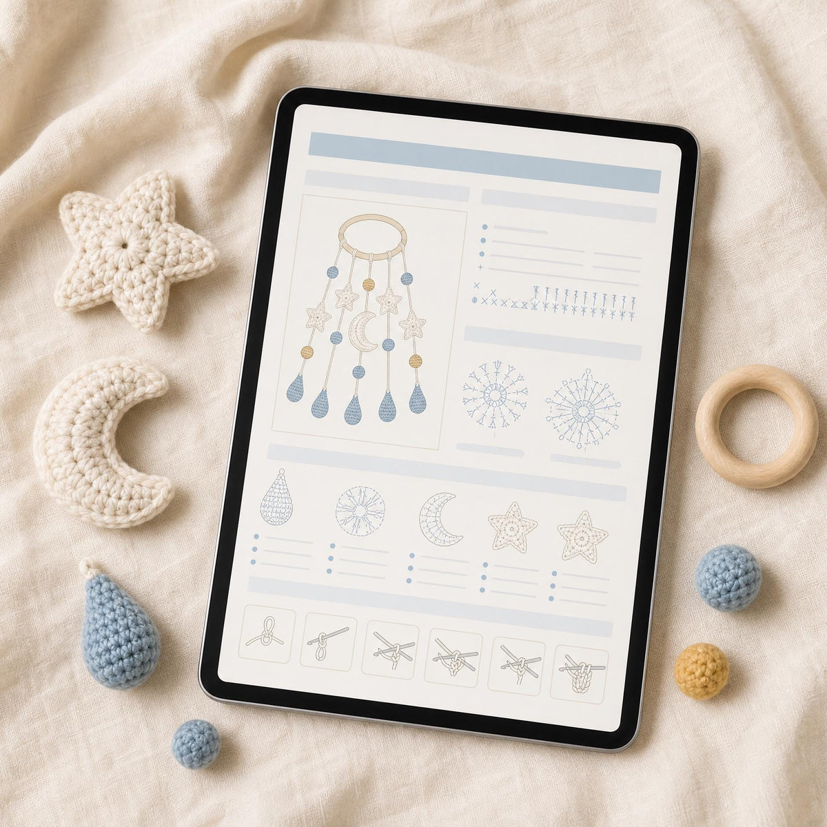 Stroller Chandelier Crochet Pattern, Beginner Celestial Nursery Decor PDF