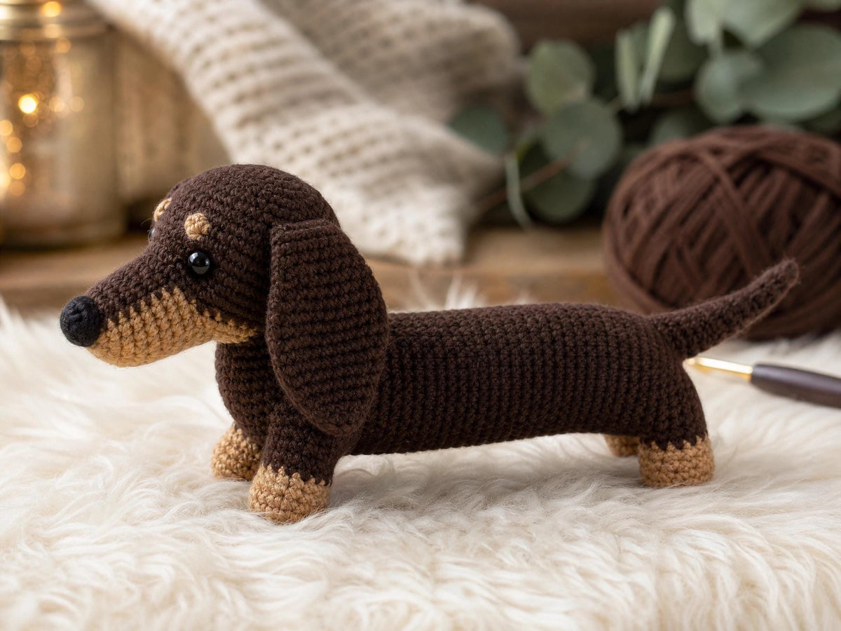 Bruno the Dachshund Puppy Crochet Pattern - Beginner-Friendly Amigurumi PDF