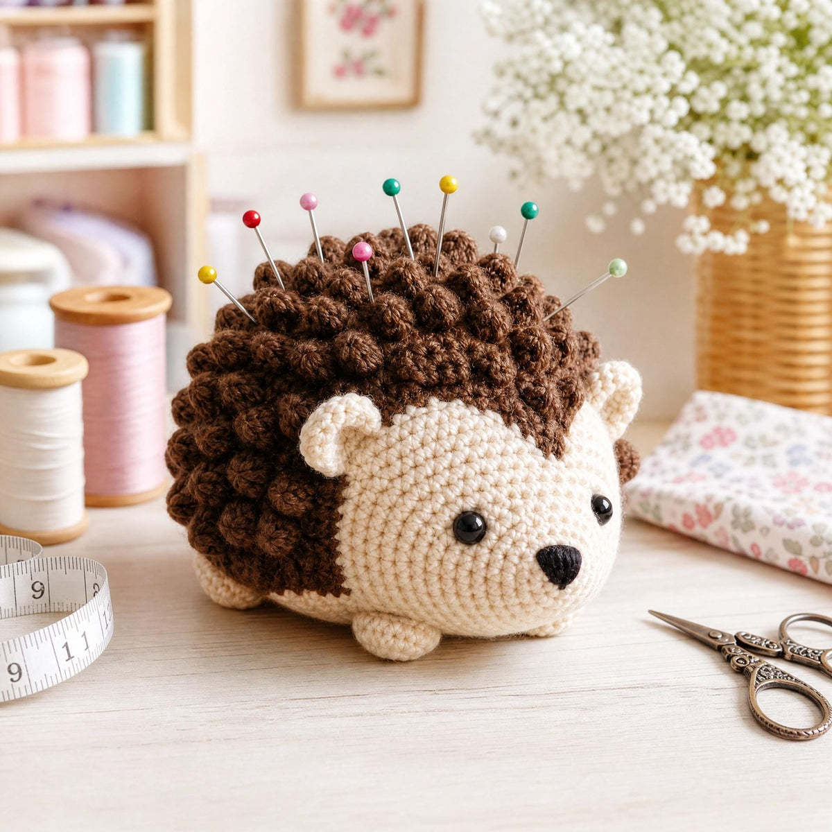 Hedgehog Pincushion Crochet Pattern | Beginner Photo Tutorial + Video (PDF Download)