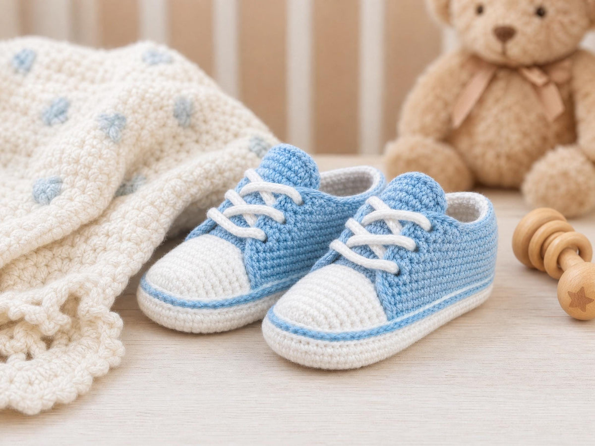 Beginner Baby Sneakers Crochet Pattern (3-6 Months) | Step-by-Step | Instant Download PDF | Easy Amigurumi Shoes