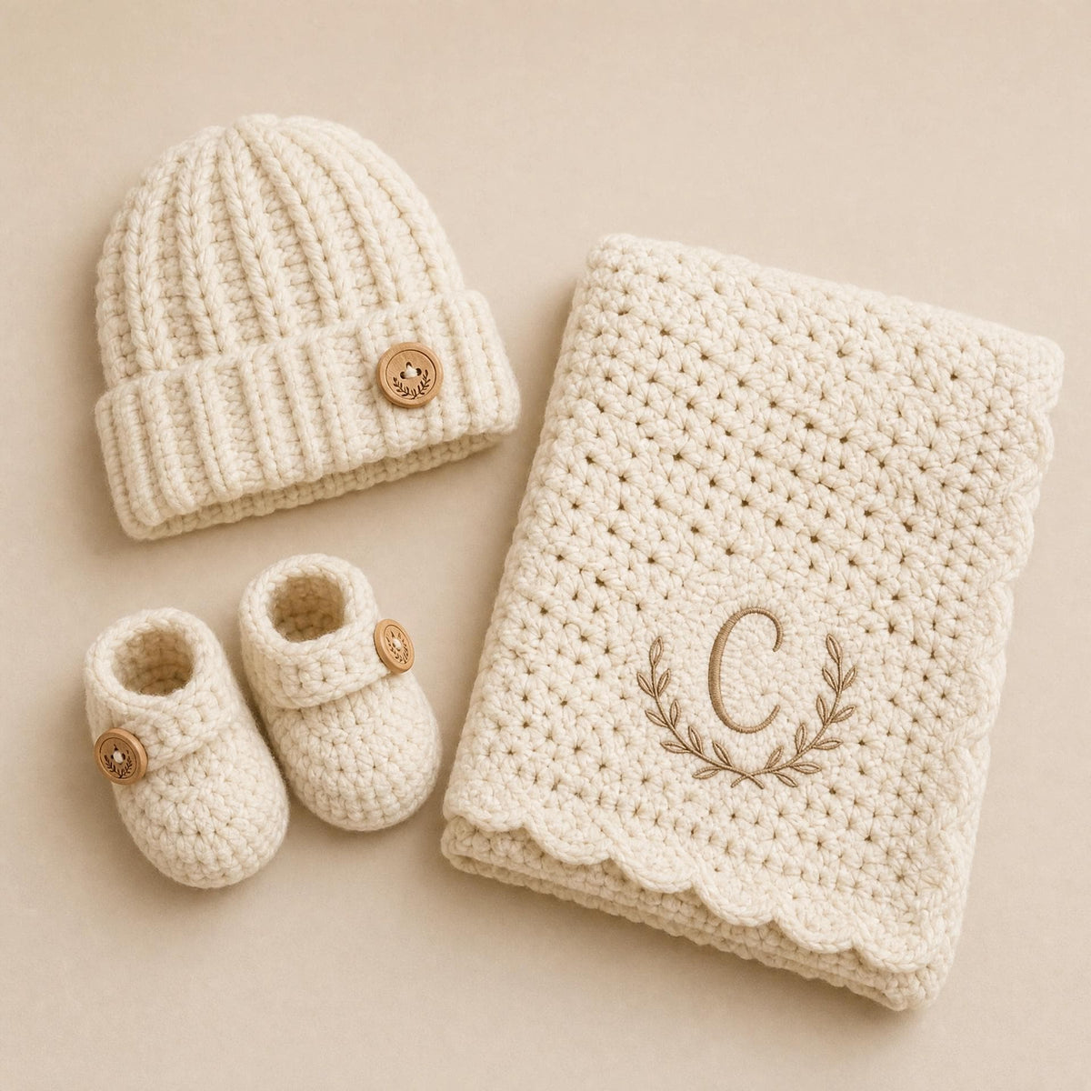 Crochet Baby Gift Set Pattern | Chunky Beanie, Booties, Blanket (PDF Download)