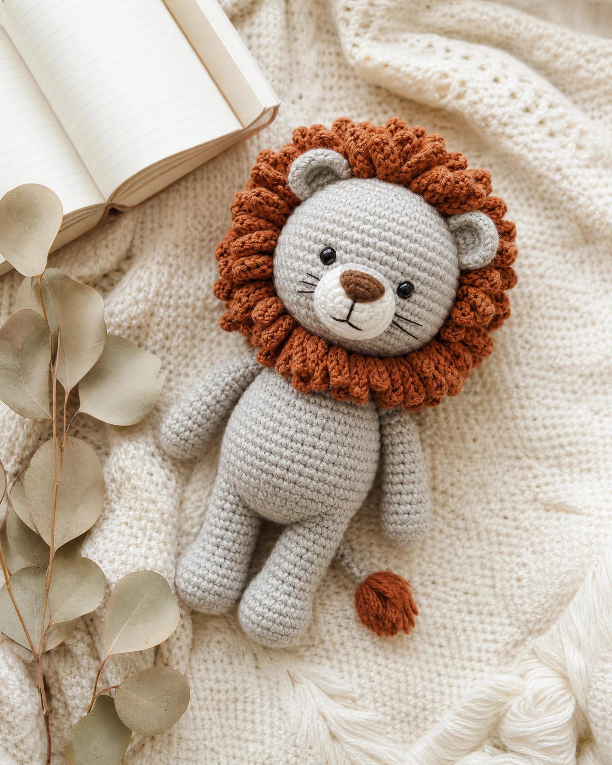 Standing Lion Crochet Pattern, Realistic Amigurumi PDF, Textured Mane, Safari Toy (Digital Download)
