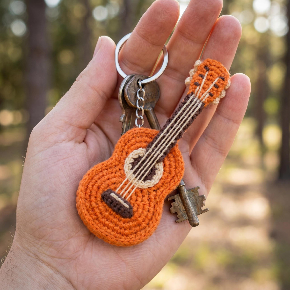 Crochet Mini Guitar Keychain Pattern - Beginner-Friendly Amigurumi PDF - Instant Download