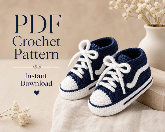 Crochet Baby Sneakers Pattern | High-Top Booties, 0-9 Months (PDF Download) English + Dutch