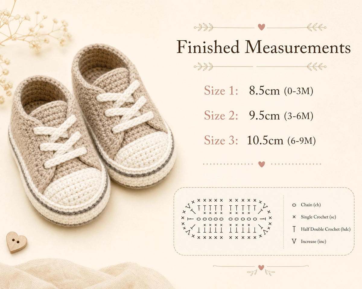 Crochet Baby Sneakers Pattern | High-Top Booties, 0-9 Months (PDF Download) English + Dutch