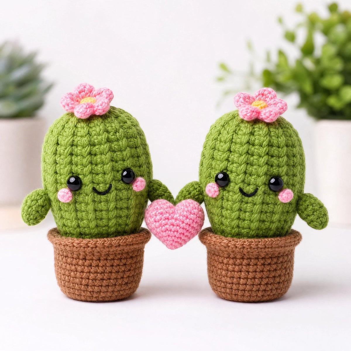 Amigurumi Crochet Pattern – Cacti Couple with Heart (Beginner PDF Download)