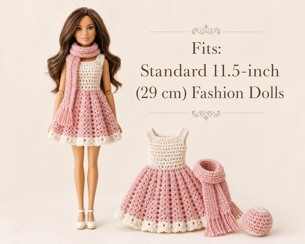 Crochet Doll Clothes Pattern, 11.5" Fashion Doll Game Day Outfit (PDF Download)