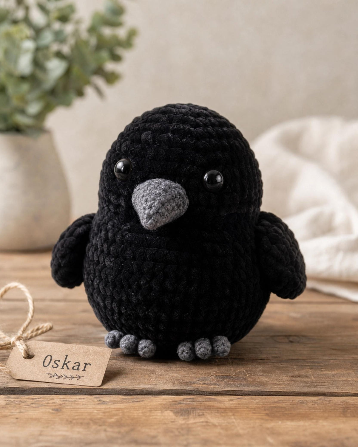 Beginner Crochet Raven Pattern | Amigurumi Black Bird Plush Tutorial (PDF Download)