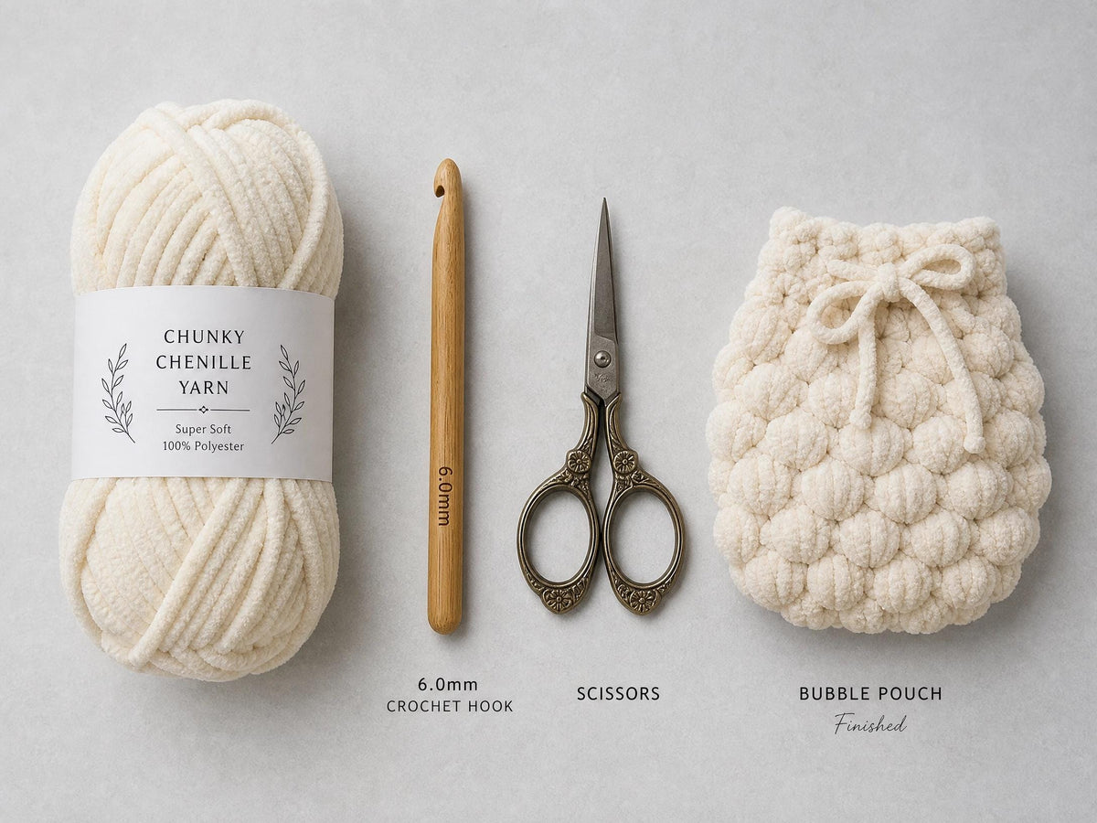 Beginner Crochet Pouch Pattern | Textured Bobble Stitch Bag (PDF Download)