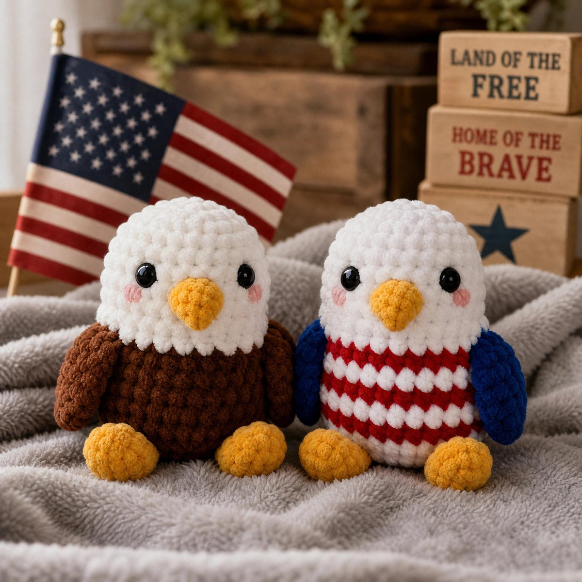 American Eagle Amigurumi Crochet Pattern | Beginner Friendly Bald Eagle Plush (PDF)