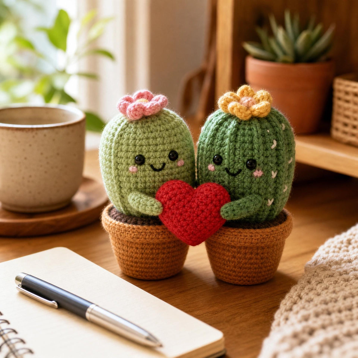 Amigurumi Crochet Pattern – Cacti Couple with Heart (Beginner PDF Download)