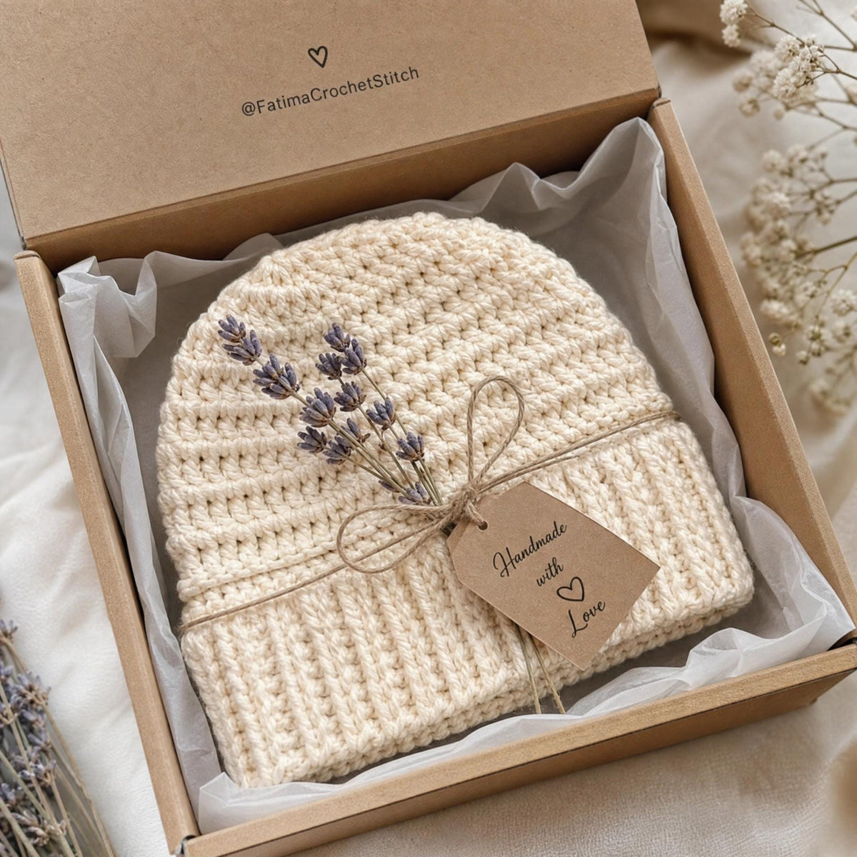 Crochet Baby Beanie Pattern | Mini Bean Stitch, Newborn to 6 Months (PDF Download)