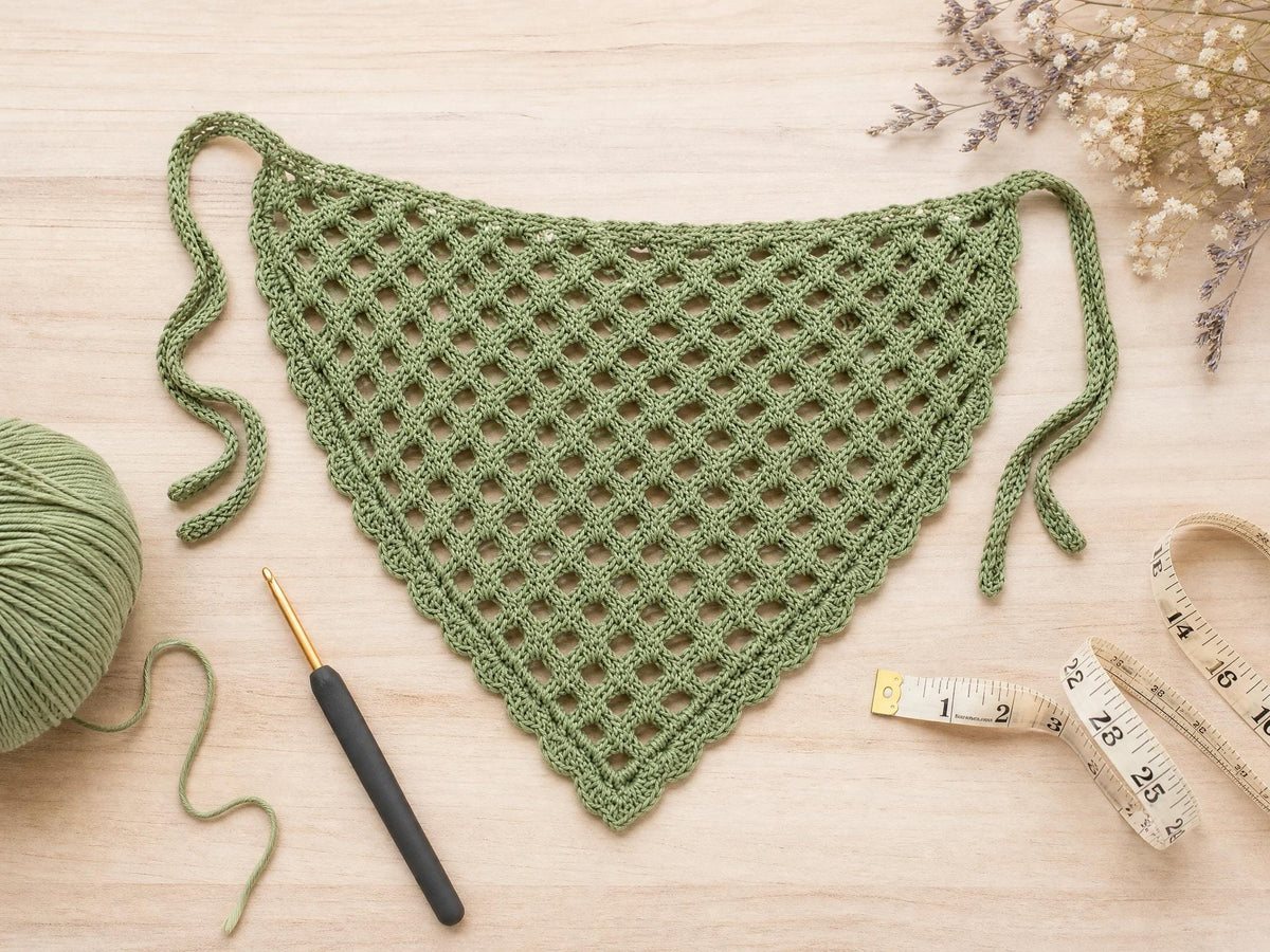 Boho Diamond Mesh Bandana Crochet Pattern | Beginner Friendly | 5 Color Options | Wearable 3 Ways | Instant Download PDF