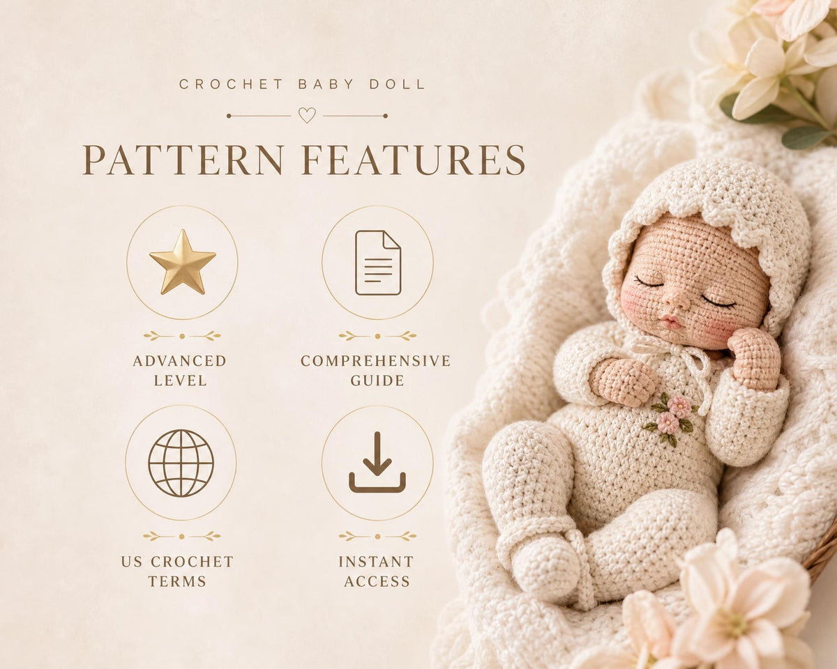 Amigurumi Baby Doll Crochet Pattern, Sleeping Doll, Removable Outfit, Bunny Lovey (DOCX Download)