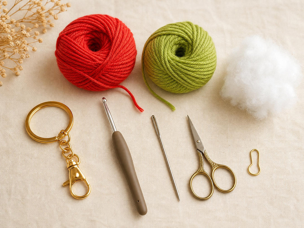 Strawberry Keychain Crochet Pattern, Beginner Digital PDF Tutorial