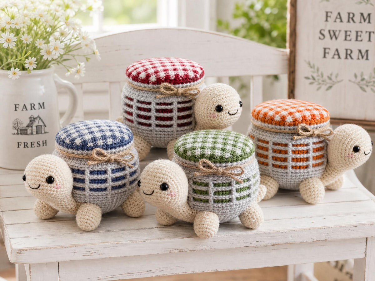 Amigurumi Turtle Crochet Pattern – Jam Jar Design, Beginner Friendly PDF (Digital Download)