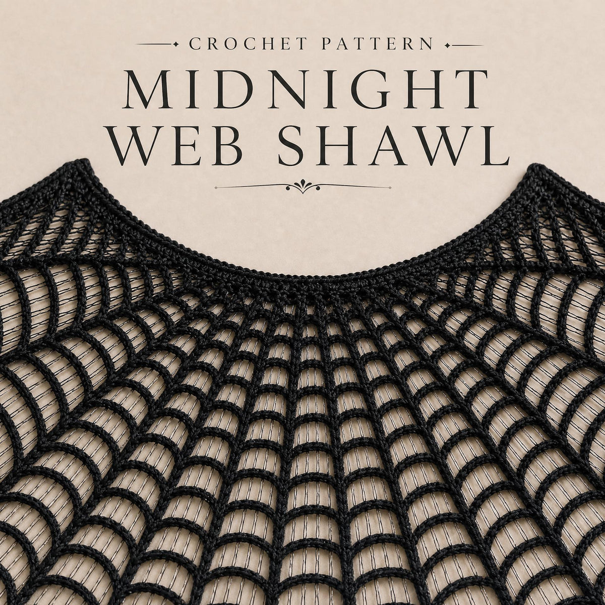 Midnight Web Shawl Crochet Pattern | Gothic Spider Web Lace Wrap (PDF Download)