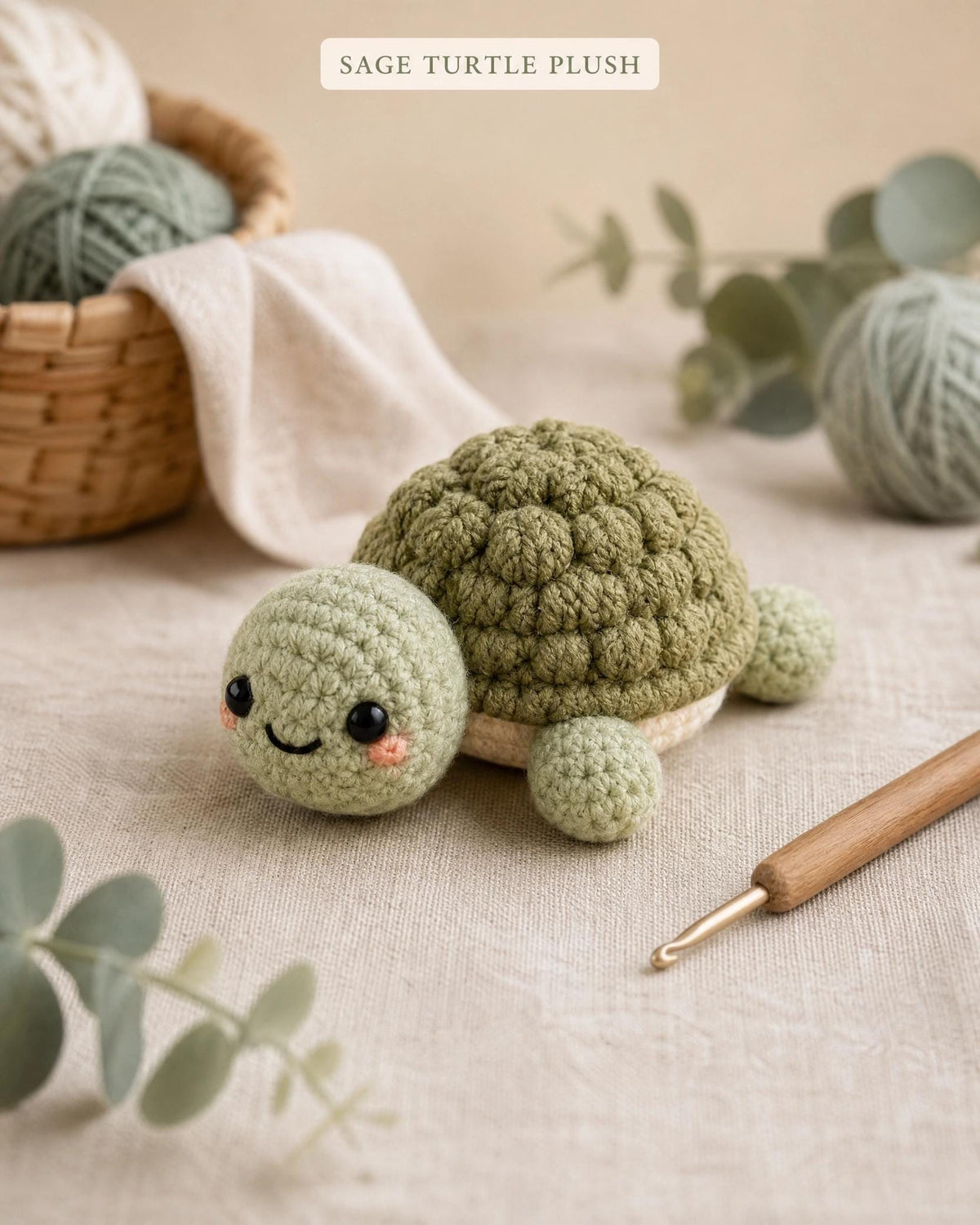 Beginner Crochet Plush Trio Pattern, Mushroom Cactus Turtle Amigurumi (PDF Download)