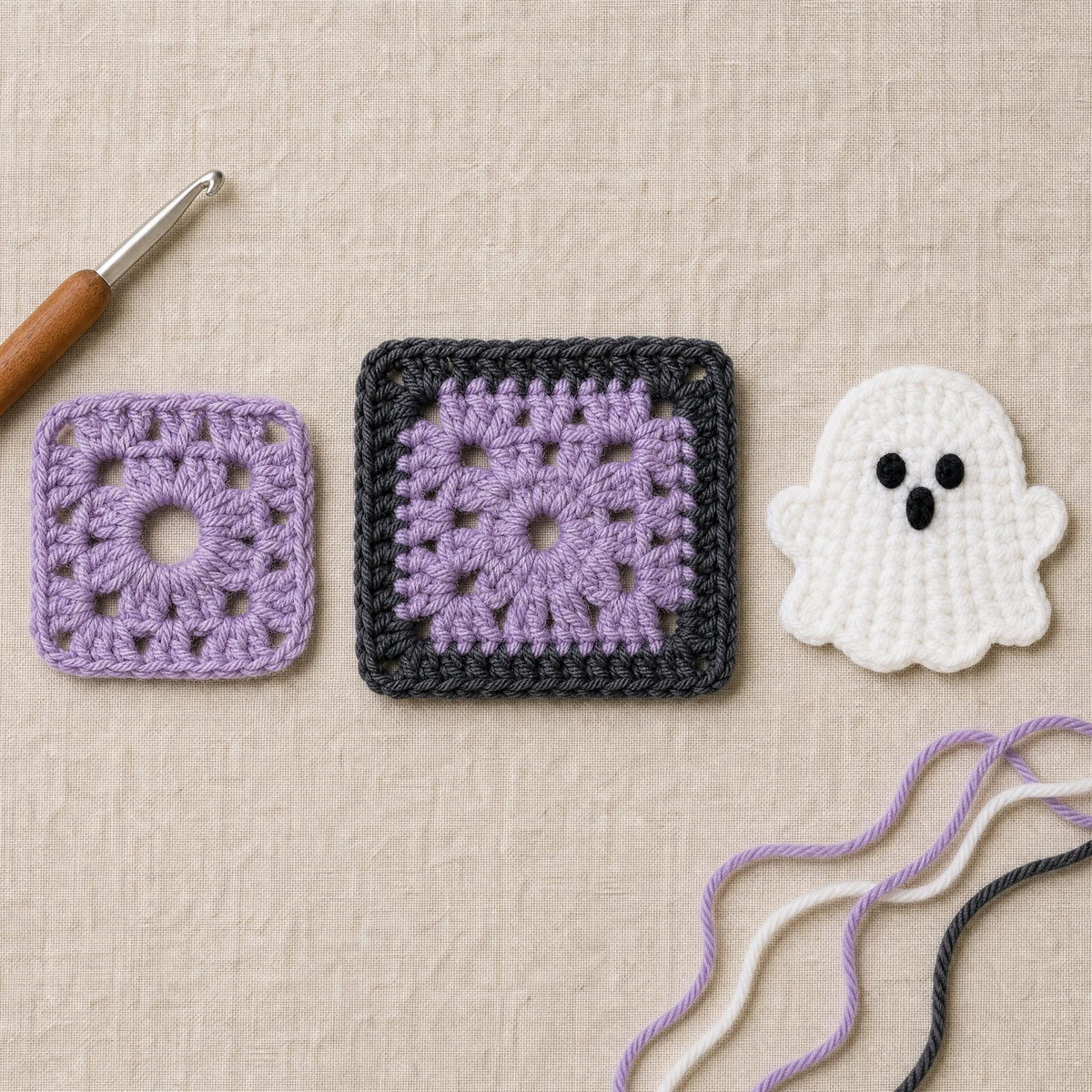 Beginner Ghost Granny Square Crochet Pattern | Halloween Applique (PDF)