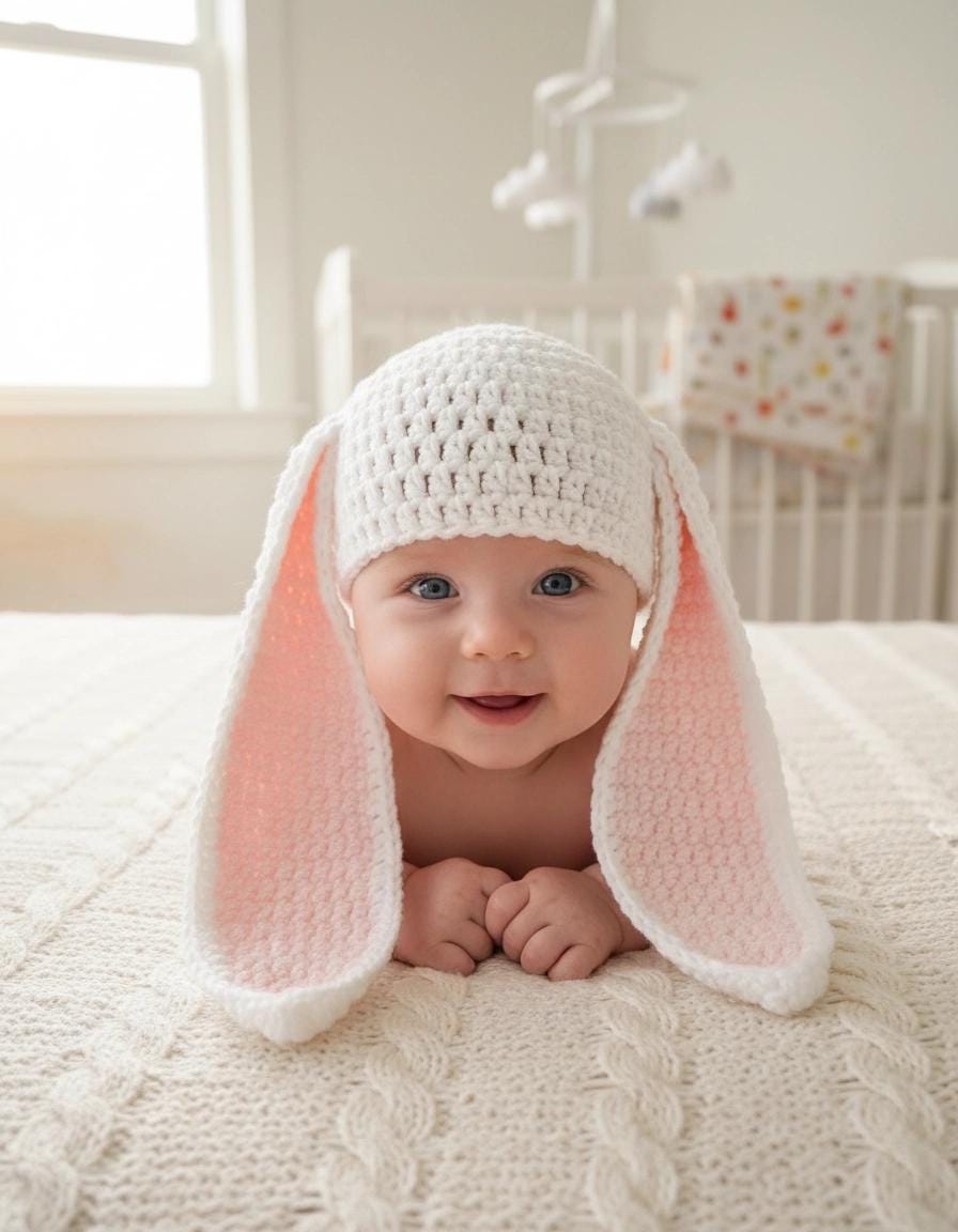Floppy Bunny Ears Crochet Hat Pattern | Beginner Friendly Baby Photo Prop (PDF Download)