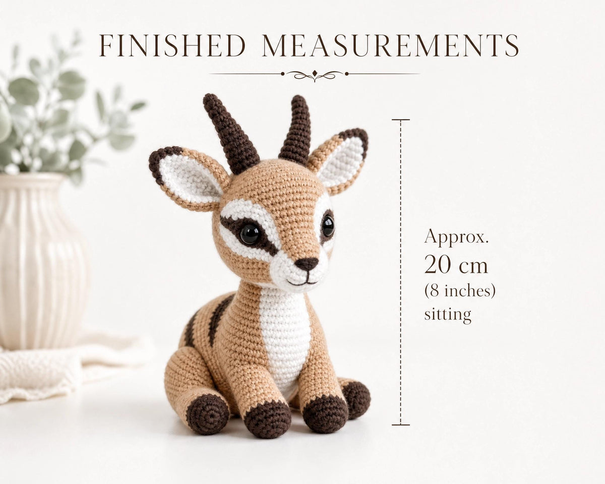 Beginner Crochet Baby Gazelle Amigurumi Pattern, Step-by-Step Tutorial (PDF Download)