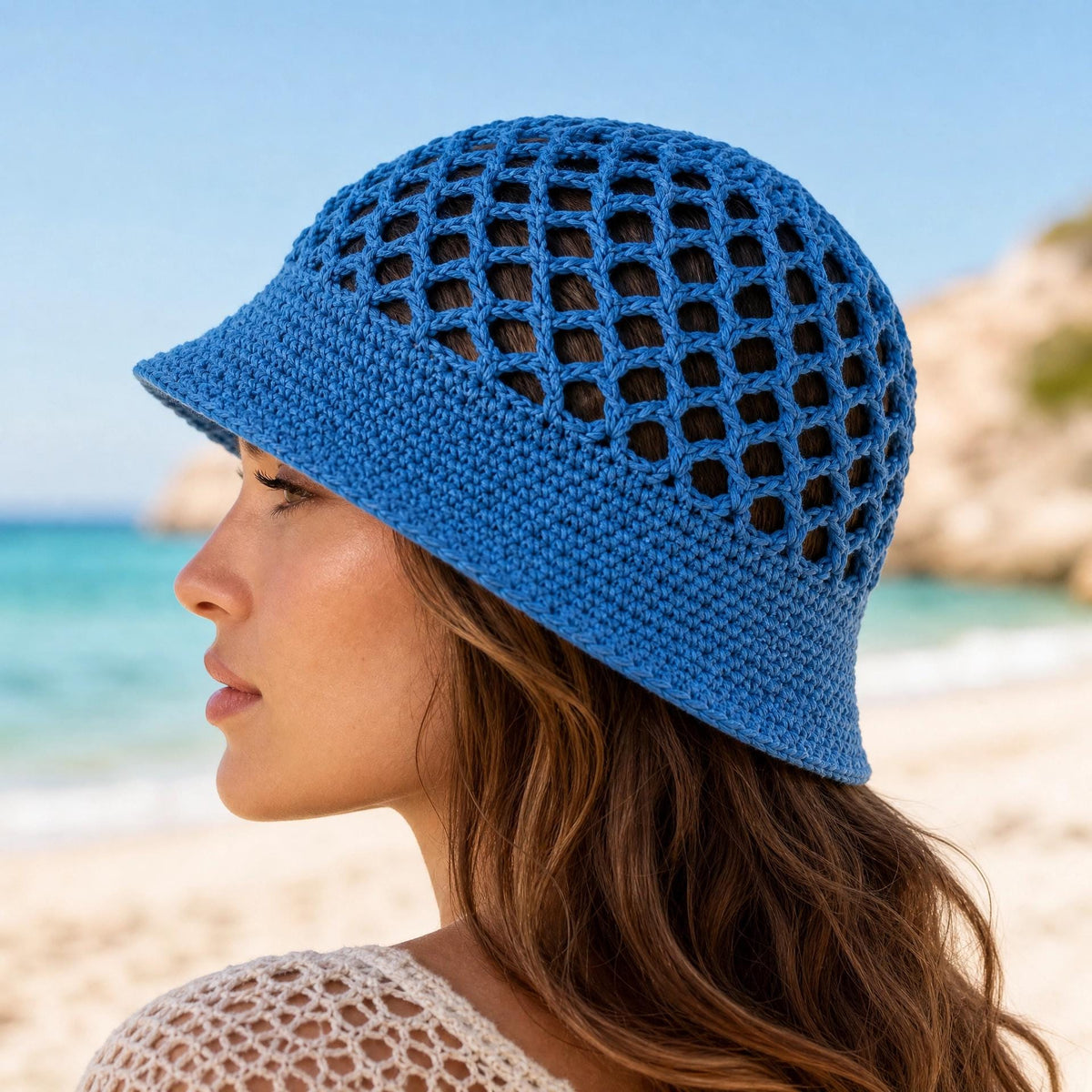 Starfish Mesh Beach Hat Crochet Pattern PDF - Easy Beginner Summer Hat - FatimaCrochetStitch - Instant Digital Download