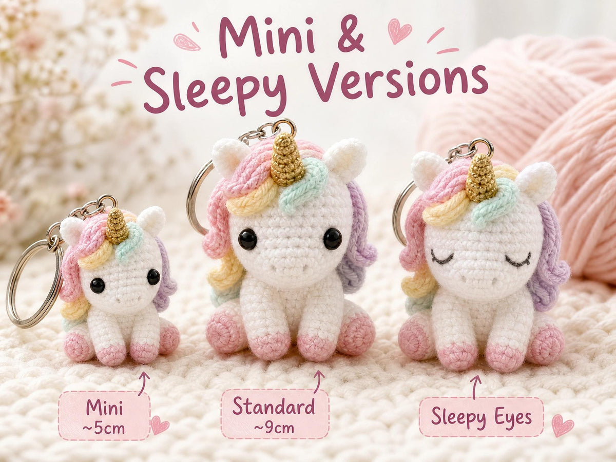 Rainbow Unicorn Keychain Crochet Pattern - Amigurumi PDF - Beginner Friendly DIY Craft - Instant Download