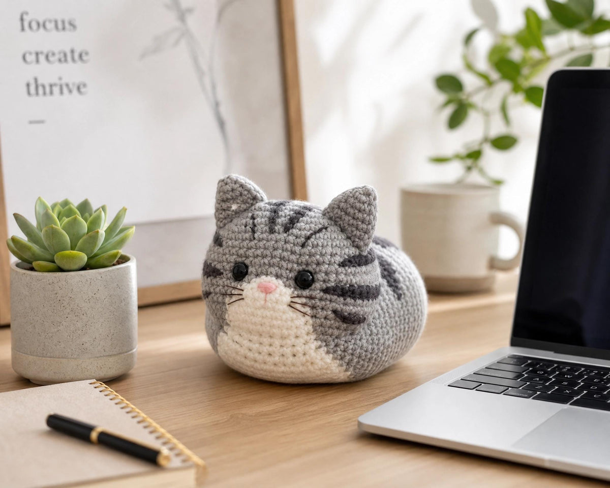 Crochet Cat Loaf Amigurumi Pattern | Grey Tabby Kitten PDF (Instant Download)