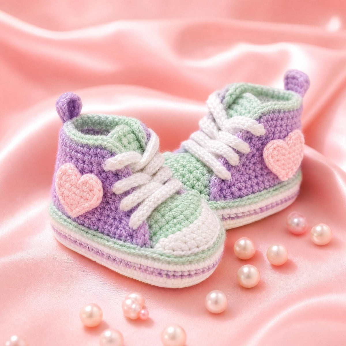 Pastel High-Top Sneaker Booties Crochet Pattern - Beginner-Friendly Mirrored Design (PDF)