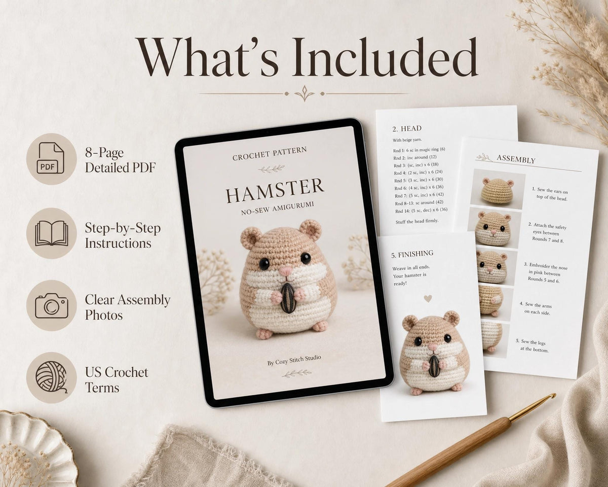 Hamster Amigurumi Crochet Pattern | Easy Beginner Stuffed Animal PDF Download
