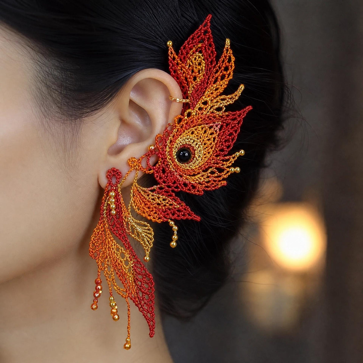 Phoenix Feather Ear Cuff Crochet Pattern | Micro Crochet Jewelry Tutorial (PDF Download)