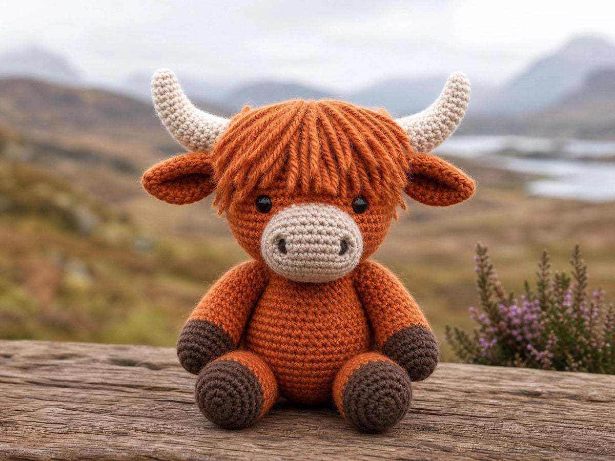 Highland Cow Crochet Pattern | Amigurumi Farm Animal PDF (Instant Download)