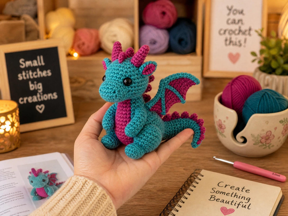 Neon Glow Dragon Crochet Pattern | Ultra-Easy Amigurumi Tutorial (PDF Download)