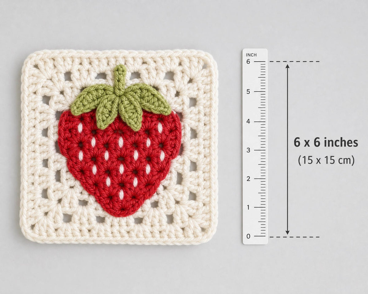 Strawberry Granny Square Crochet Pattern, Beginner Friendly PDF (Instant Download)  + VIDEO