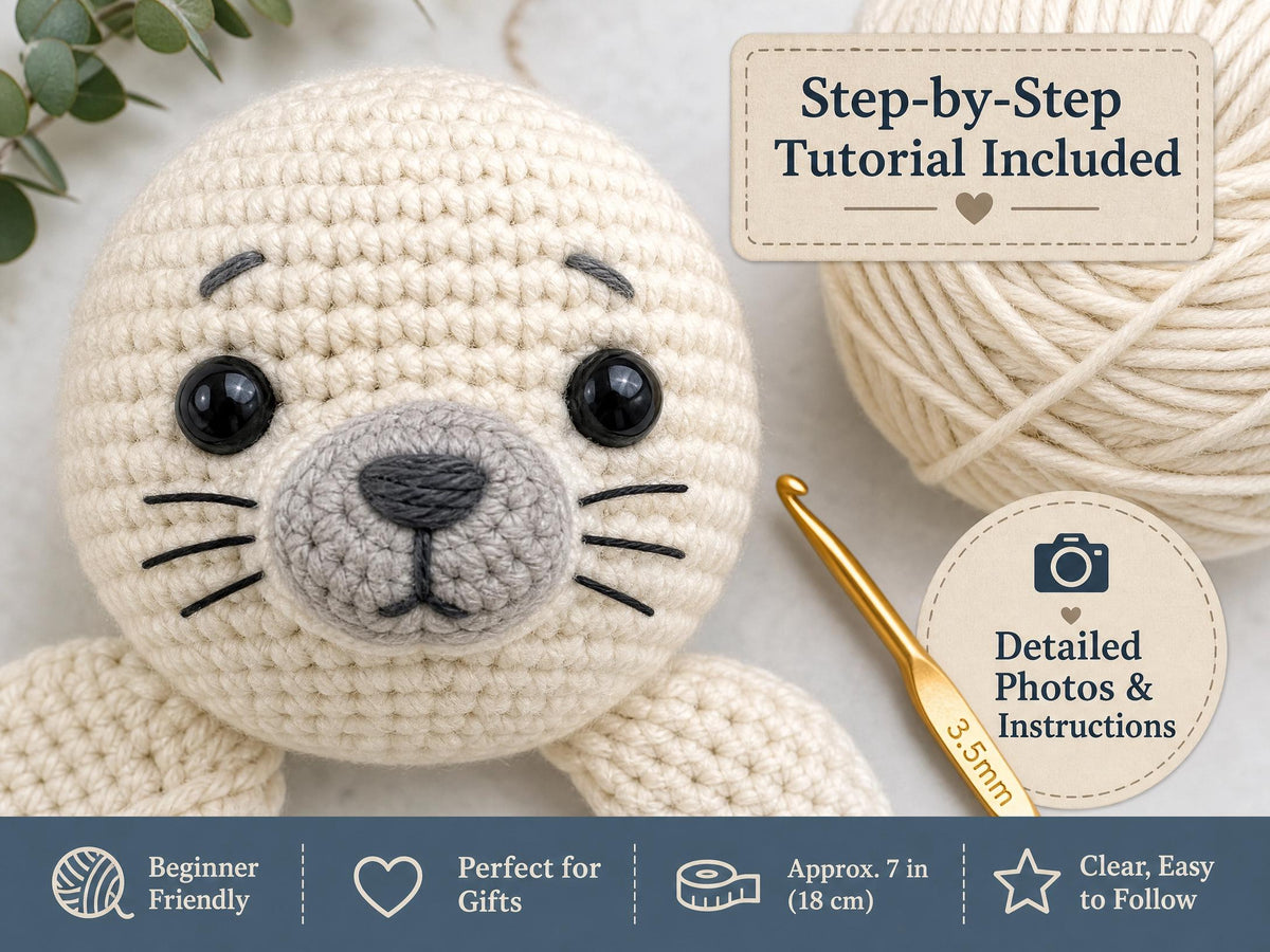 Baby Seal Crochet Pattern | Beginner Friendly Amigurumi PDF Tutorial (Nursery Decor)