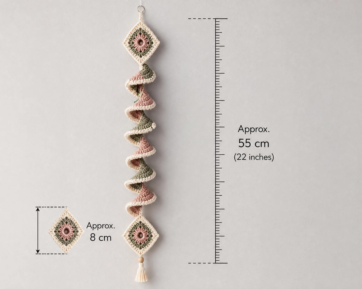 Twisted Spiral Ruffle Hanging Crochet Pattern, Boho Wall Decor (PDF Download)